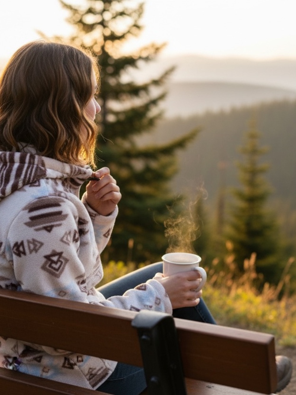 Cozy Geometric Fleece Pullover - avalanche